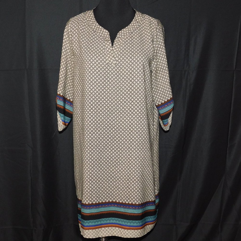 Freeway Boho Geometric Print Midi Dress Size Large